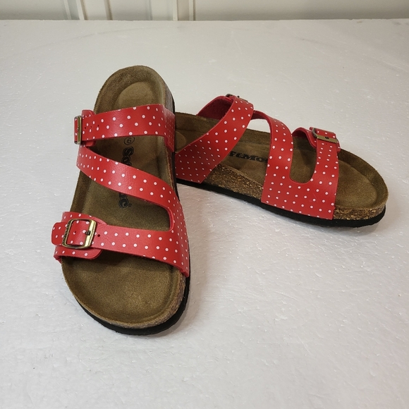 SoftMoc Shoes - SoftMoc Women's Avalon 5 Polka Dot Cork Footbed Slide Sandal